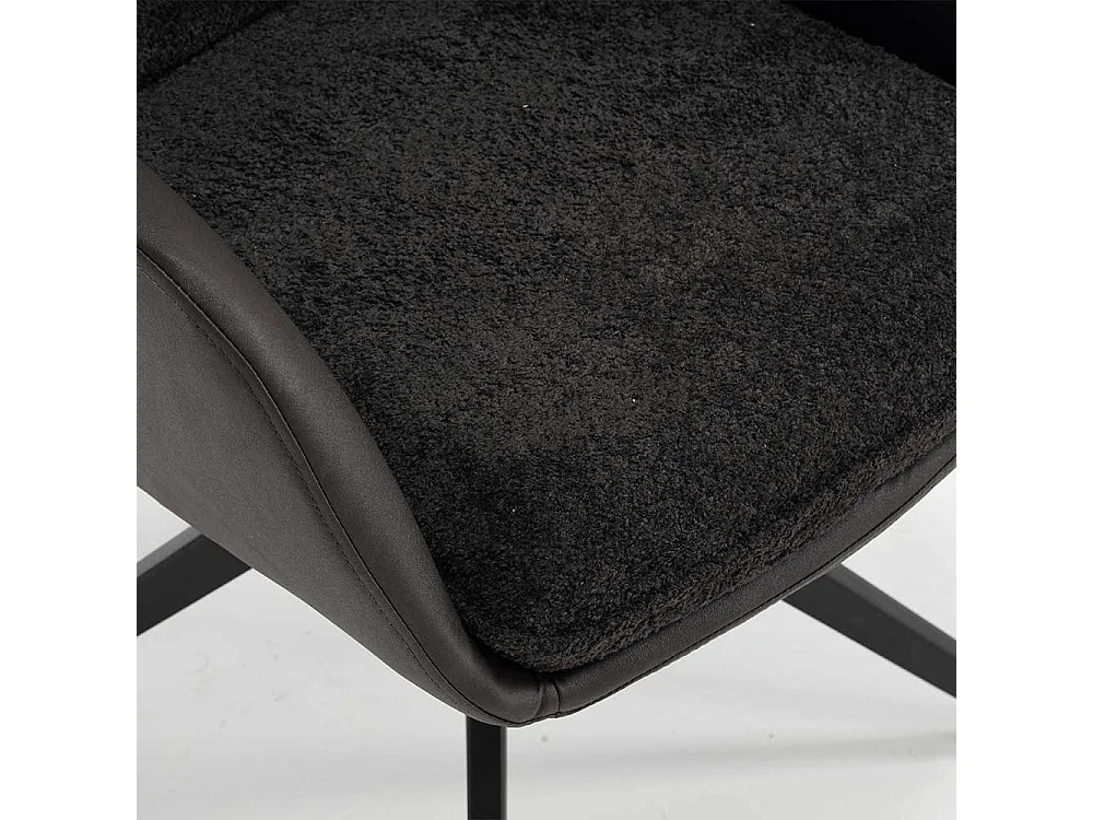 Drehbare Armlehnstühle aus Boucle Stoff Kunstleder (2er Set)