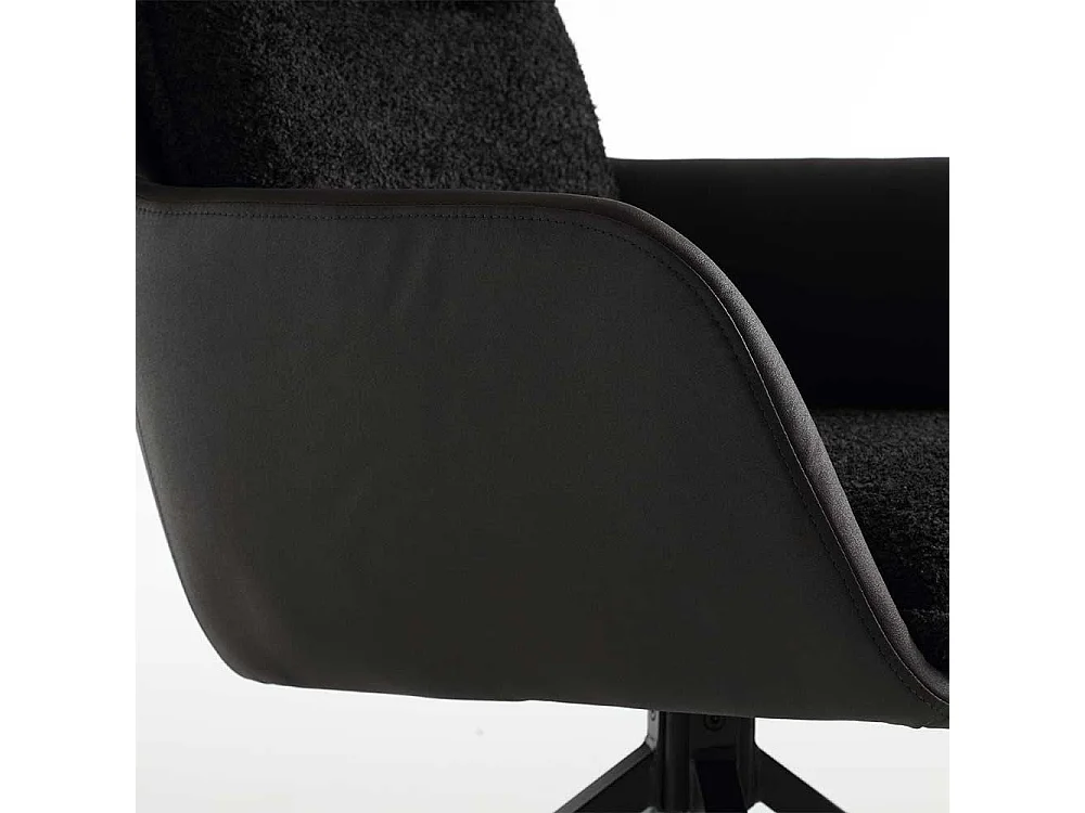 Drehbare Armlehnstühle aus Boucle Stoff Kunstleder (2er Set)