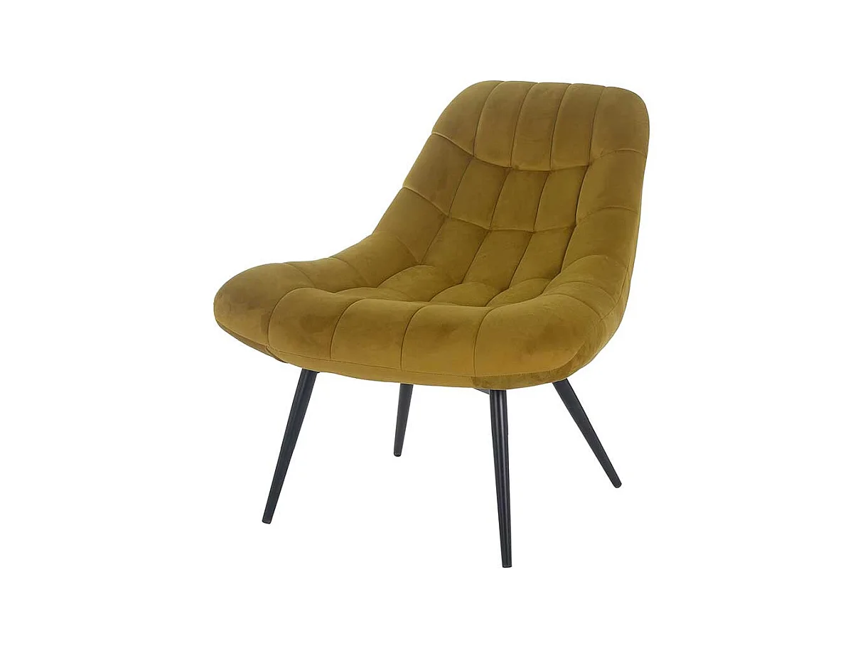 Samt Lounge Sessel in Ocker Retrostil