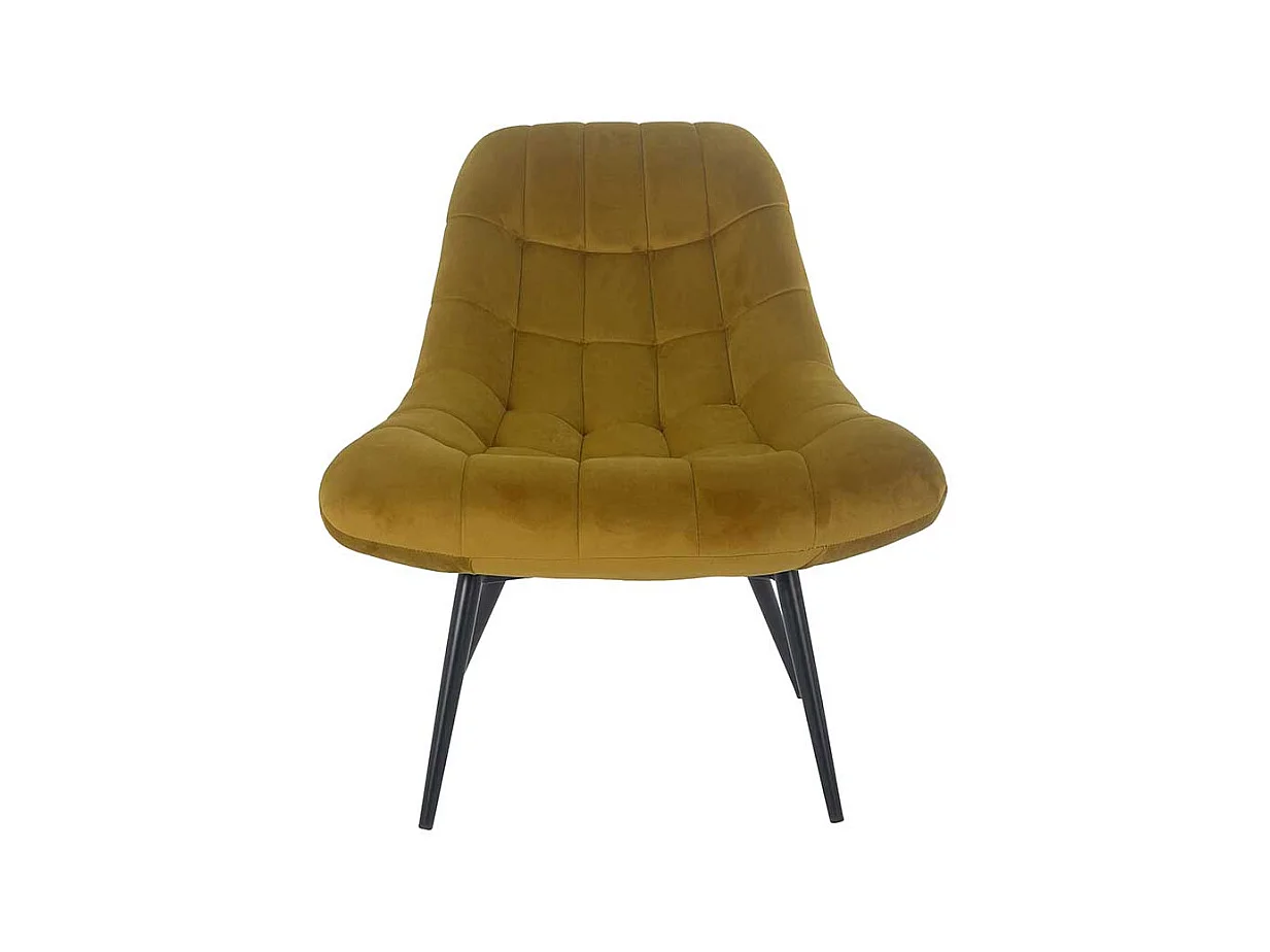 Samt Lounge Sessel in Ocker Retrostil