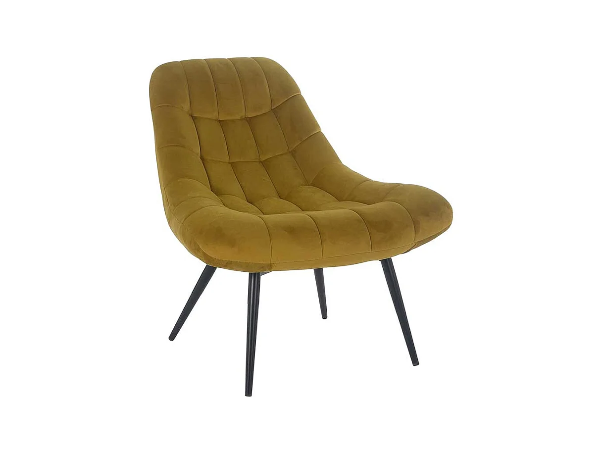 Samt Lounge Sessel in Ocker Retrostil
