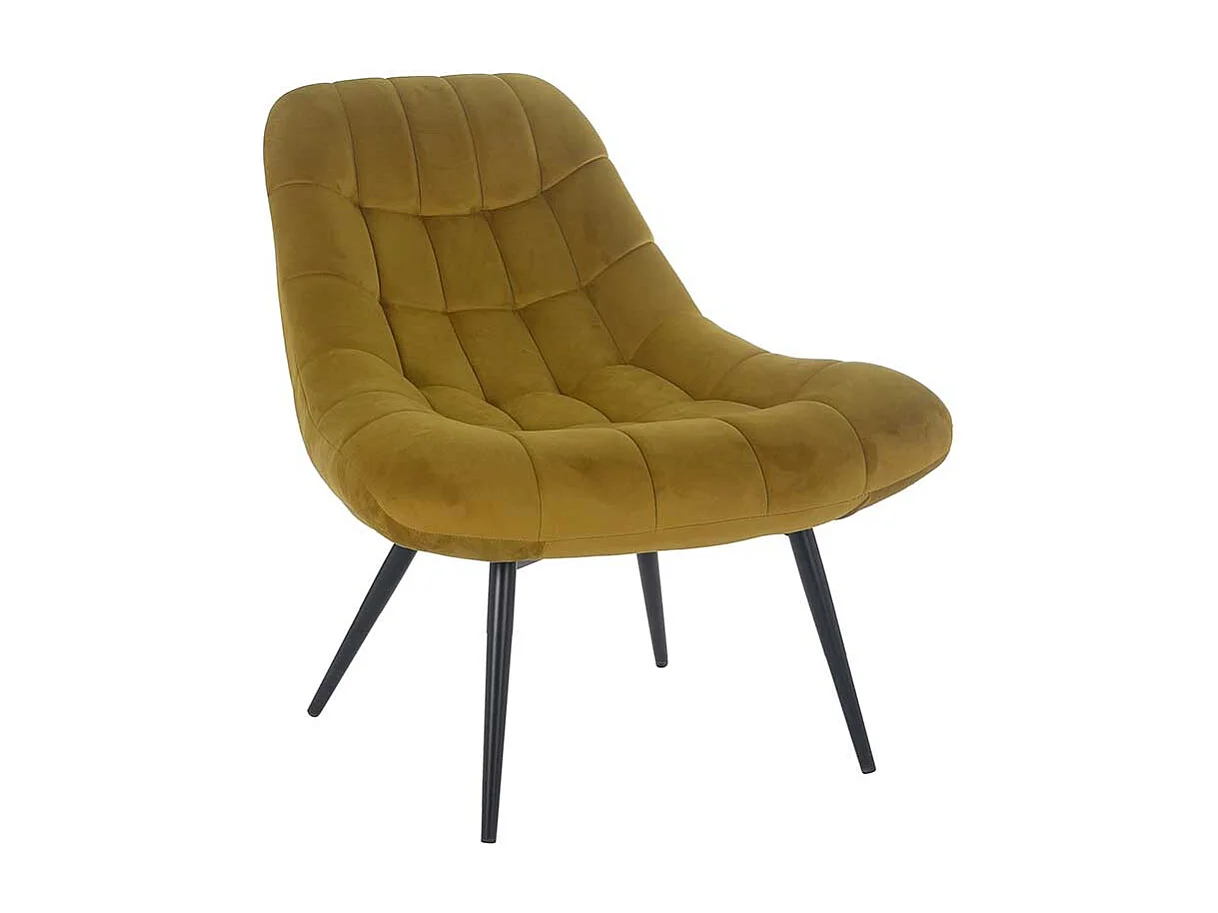 Samt Lounge Sessel in Ocker Retrostil
