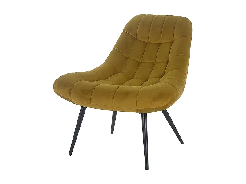 Samt Lounge Sessel in Ocker Retrostil