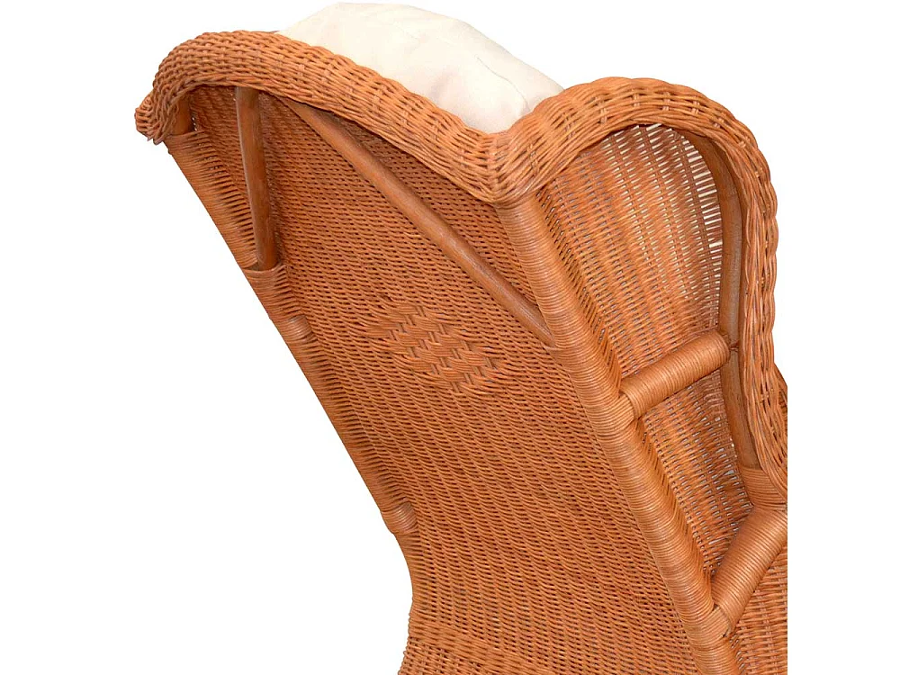 Rattansessel Honigfarben mit Polsterauflage Creme
