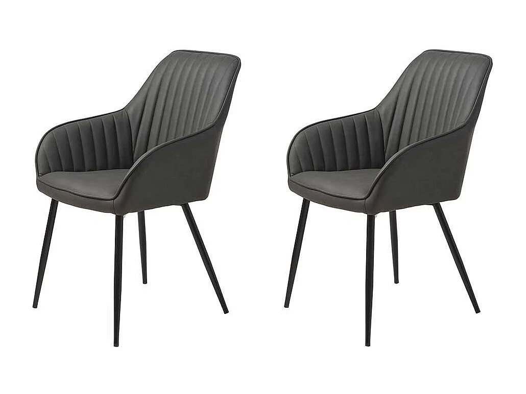 Polsterstuhl Esszimmer mit Armlehnen Dunkelgrau und Schwarz (2er Set)