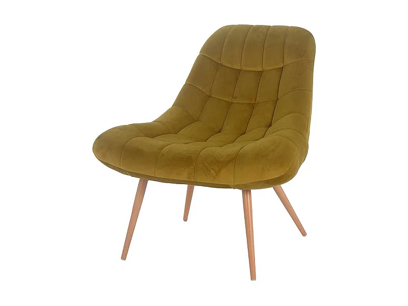 Polstersessel in Ocker Samt Retro Look