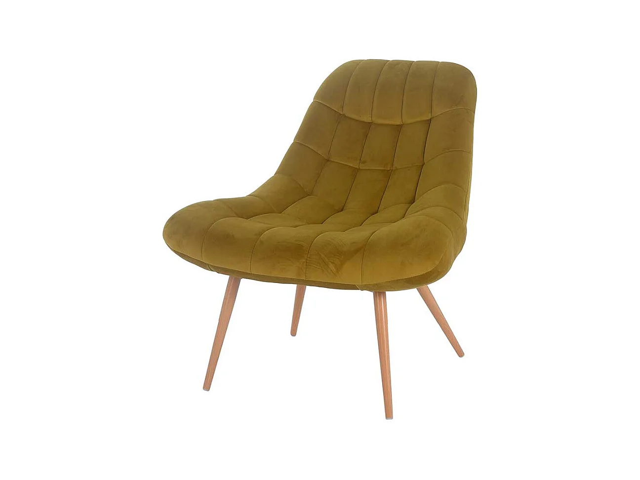 Polstersessel in Ocker Samt Retro Look