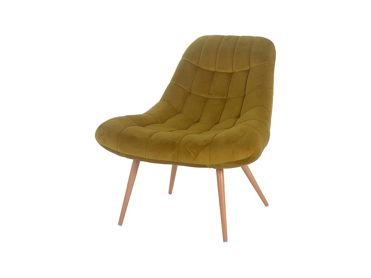 Polstersessel in Ocker Samt Retro Look