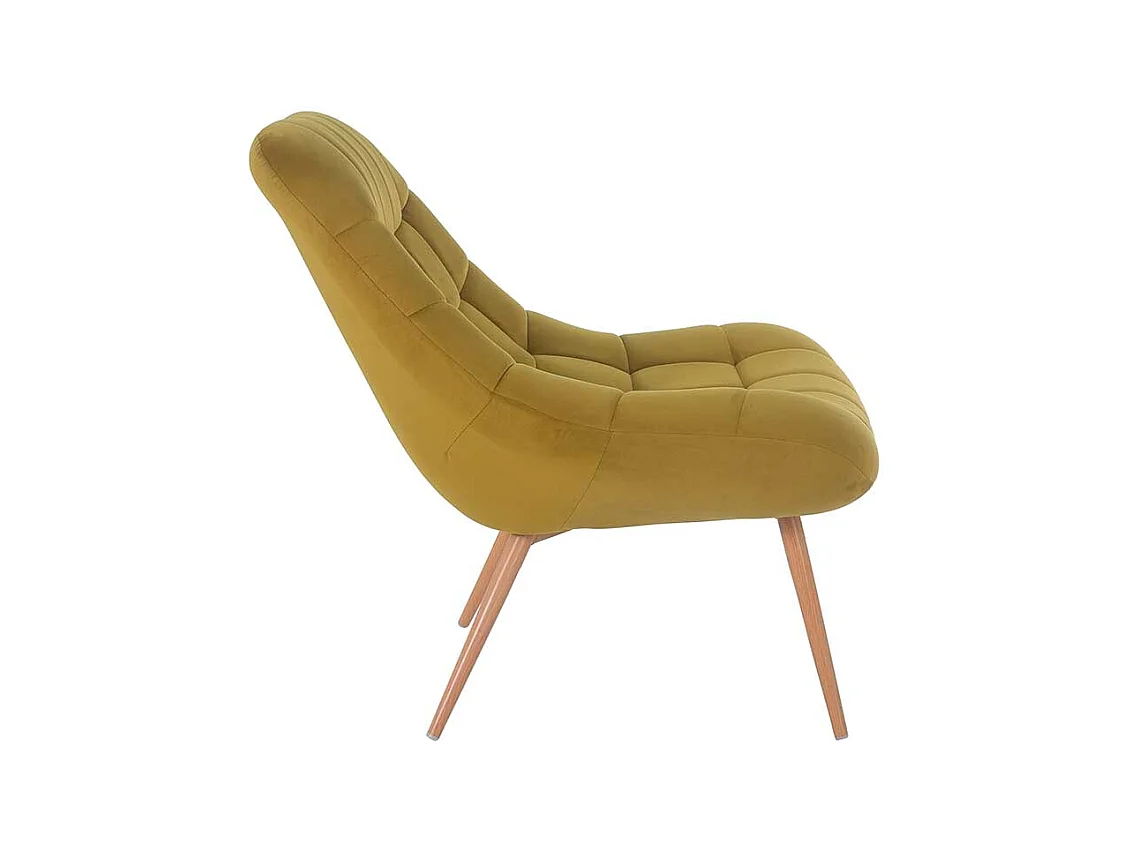 Polstersessel in Ocker Samt Retro Look