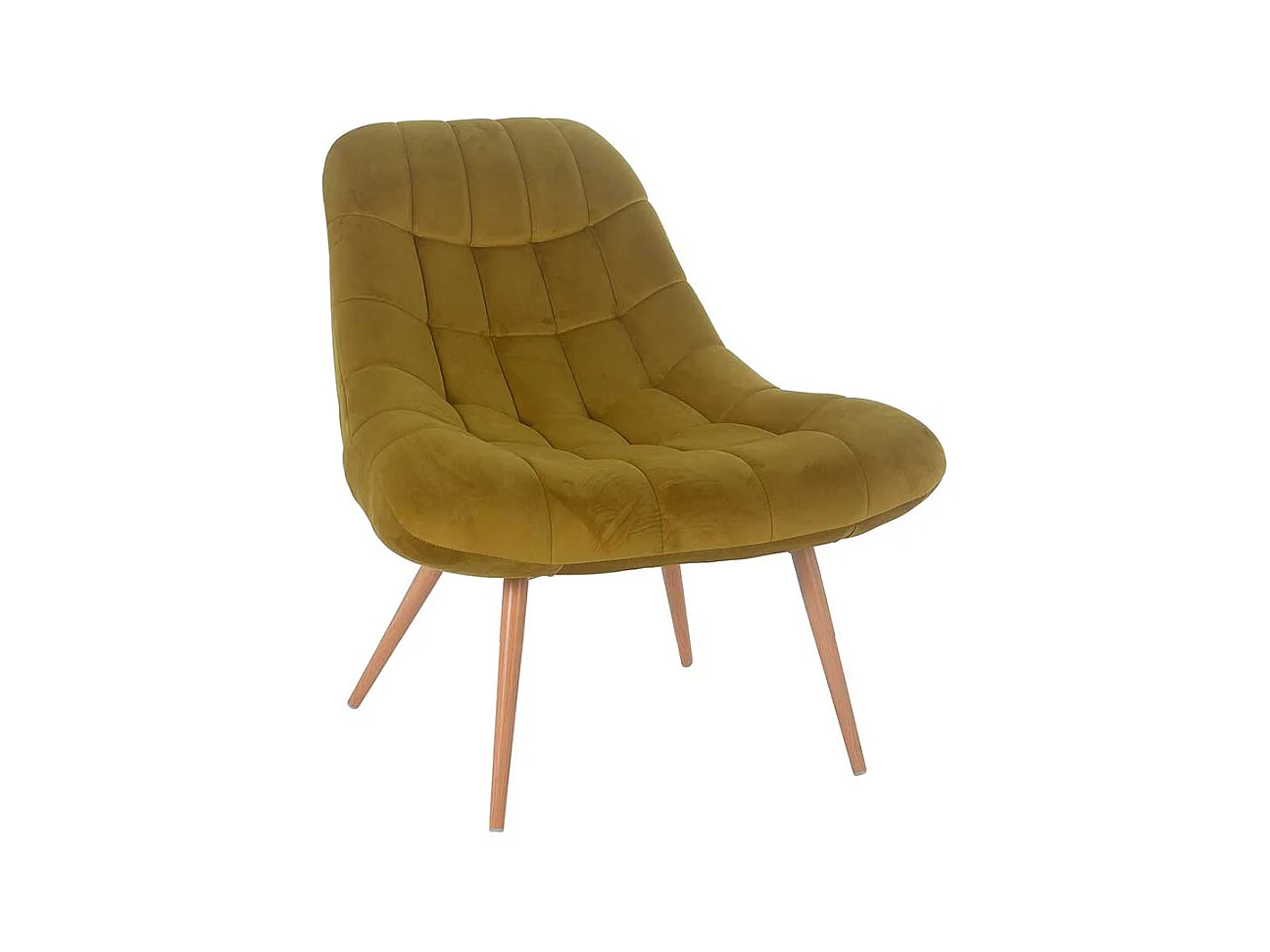 Polstersessel in Ocker Samt Retro Look