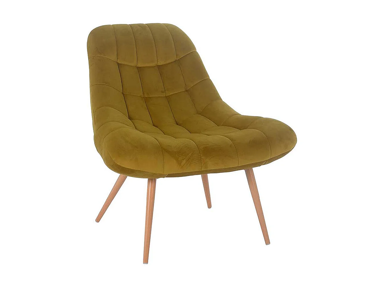 Polstersessel in Ocker Samt Retro Look