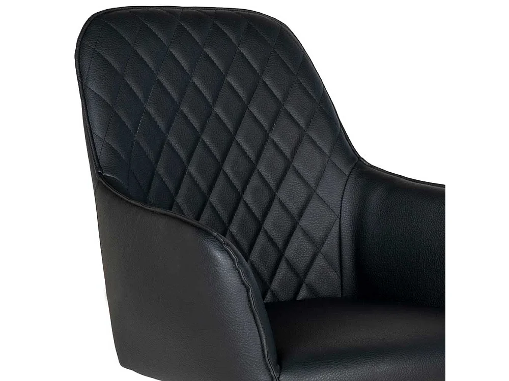 Kunstleder Armlehner in Schwarz Metallgestell drehbar