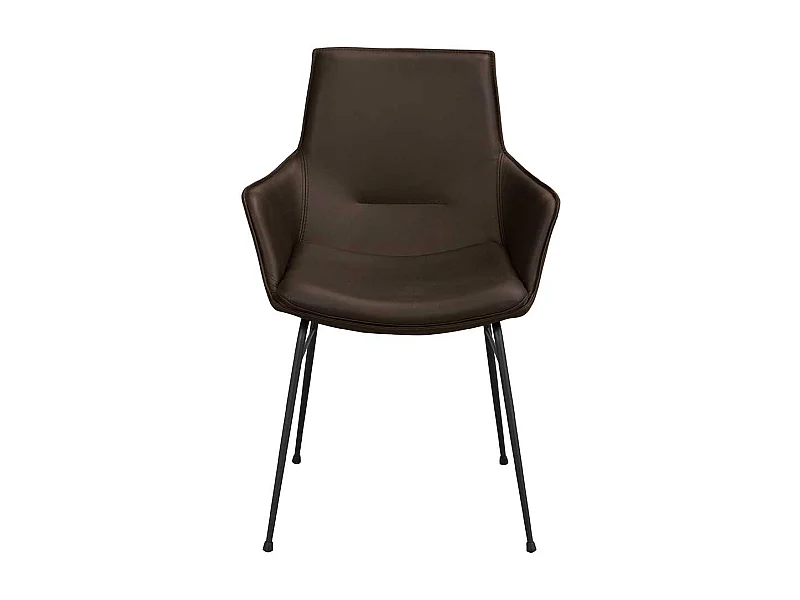 Moderne Esstisch Stühle in Braun Echtleder Armlehnen (2er Set)