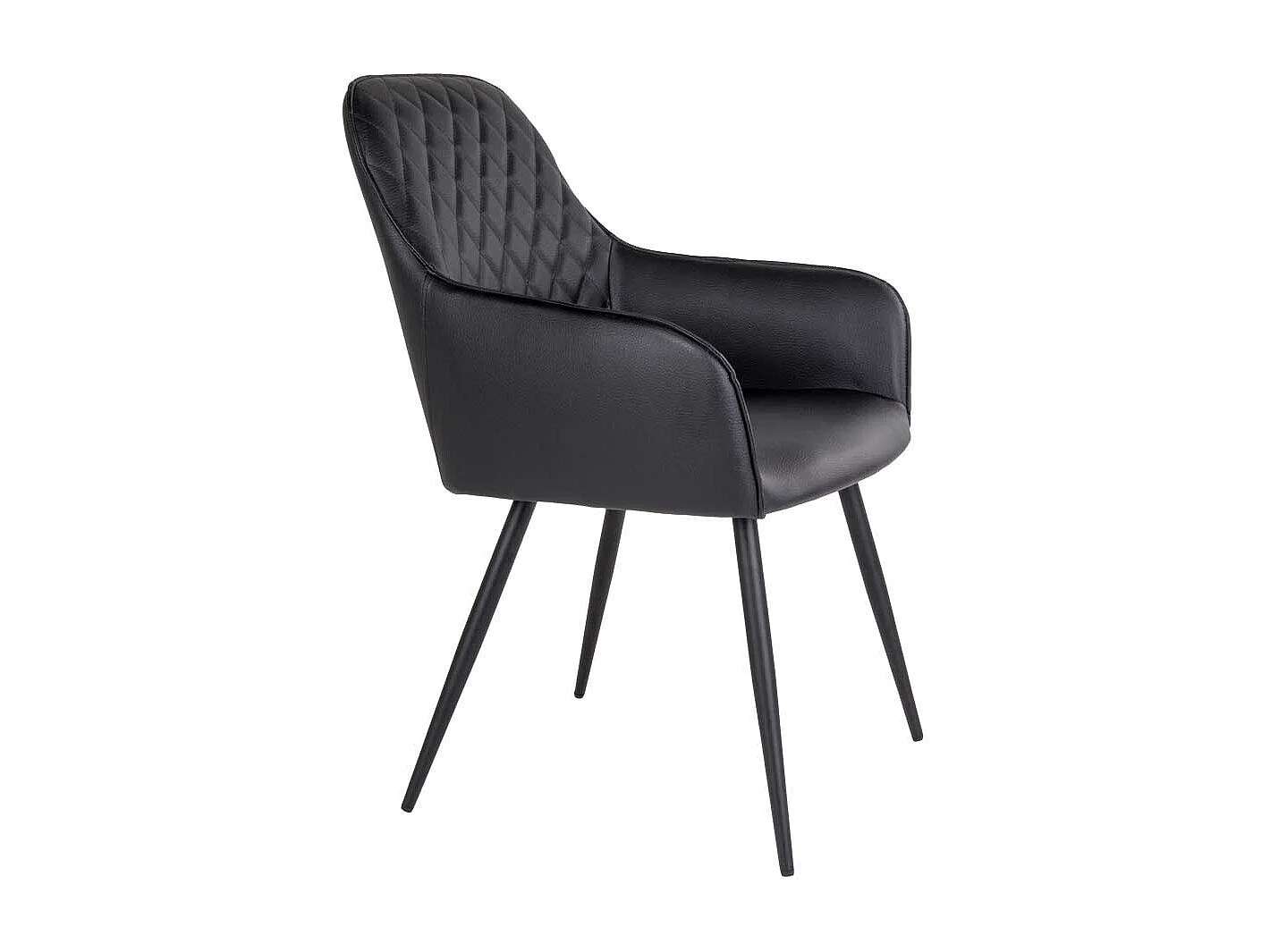 Esszimmersessel in Schwarz Kunstleder und Stahl (2er Set)