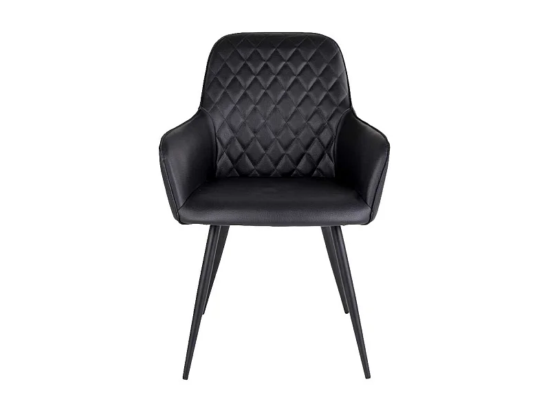 Esszimmersessel in Schwarz Kunstleder und Stahl (2er Set)