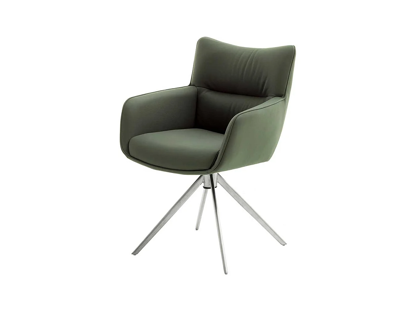 Designer Armlehnstühle aus Echtleder Edelstahl (2er Set)