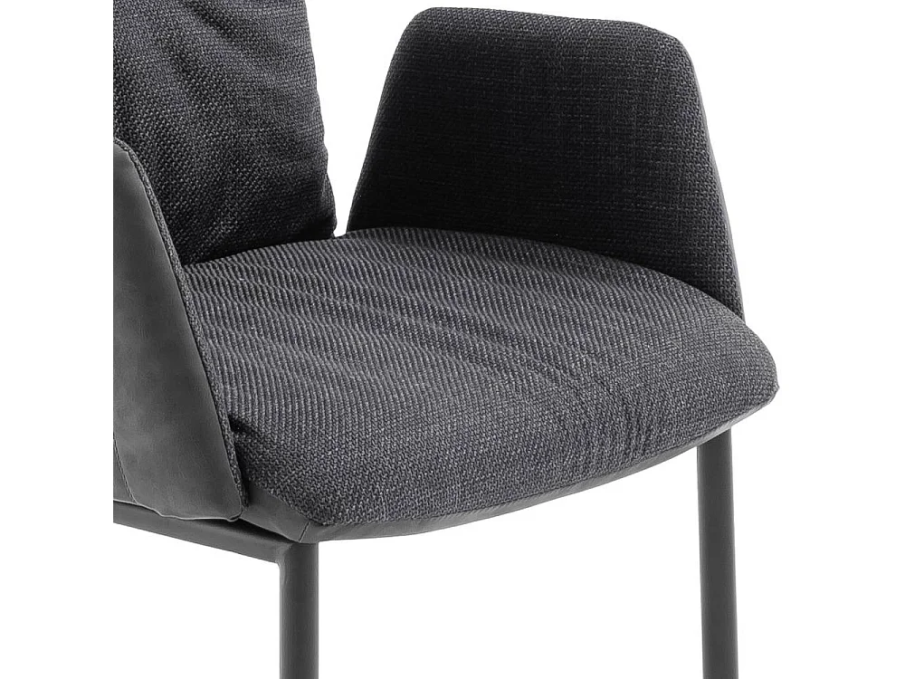 Esszimmerstuhl Armlehnstuhl in Anthrazit mit Gestell aus Metall (2er Set)