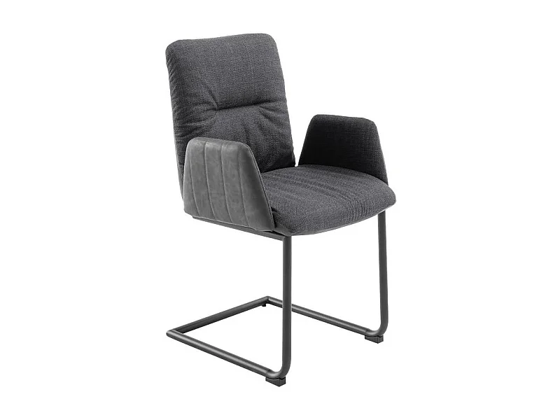 Esszimmerstuhl Armlehnstuhl in Anthrazit mit Gestell aus Metall (2er Set)