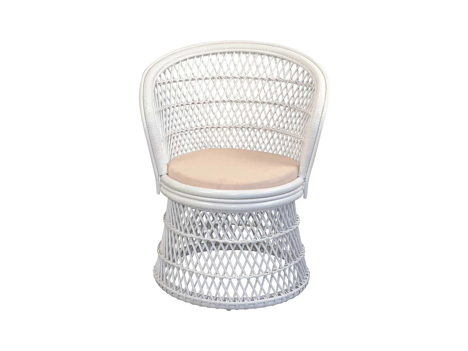 Retro Rattan Sessel wei� mit Armlehnen 48 cm Sitzh�he