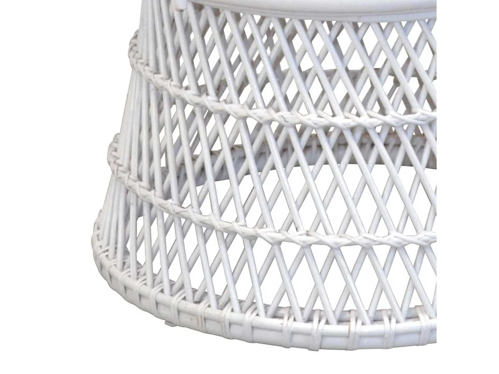 Retro Rattan Sessel weiß mit Armlehnen 48 cm Sitzhöhe