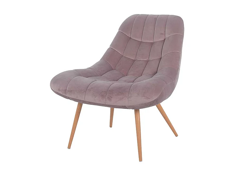 Retro Lounge Sessel in Rosa Samt