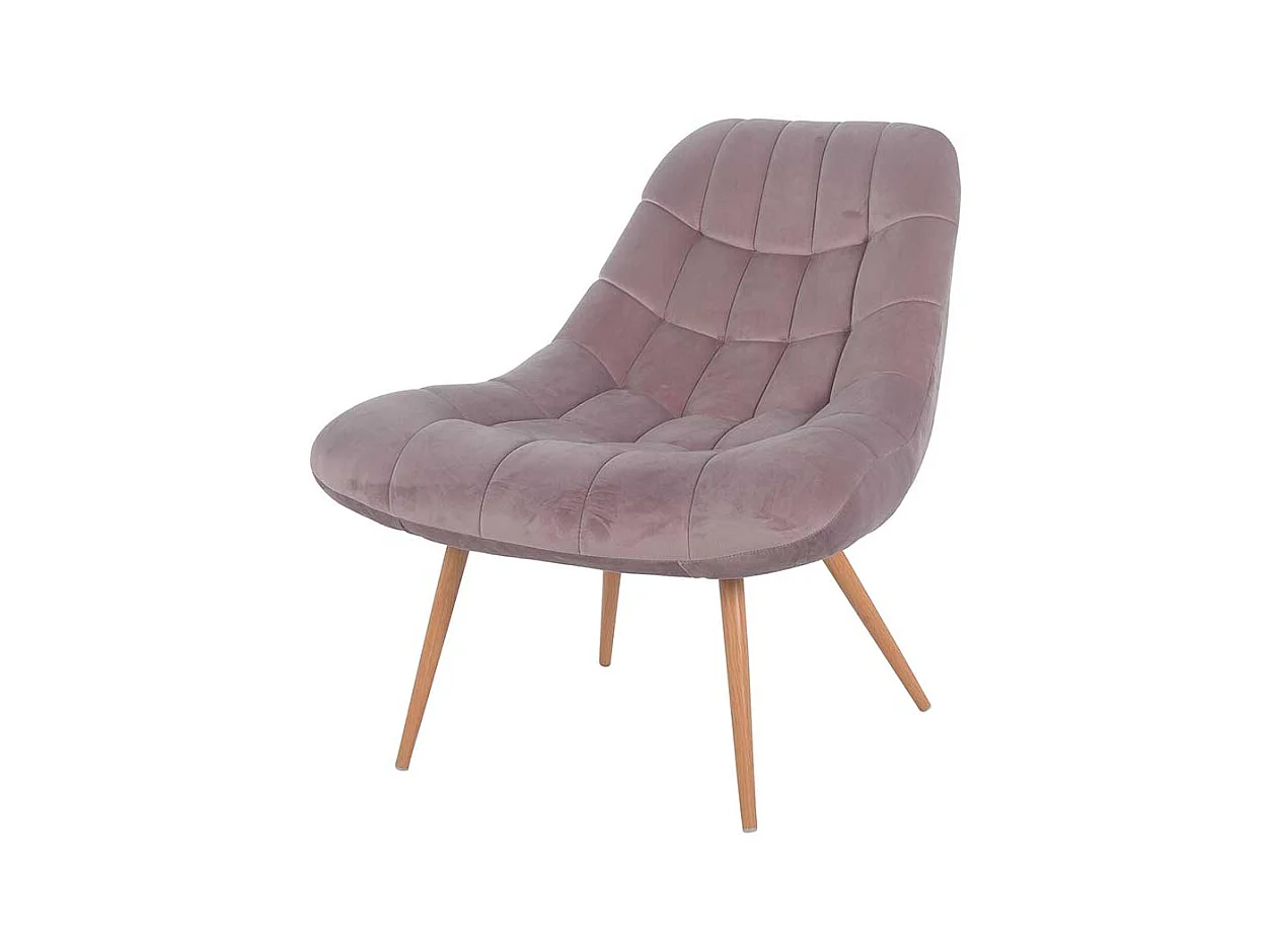 Retro Lounge Sessel in Rosa Samt