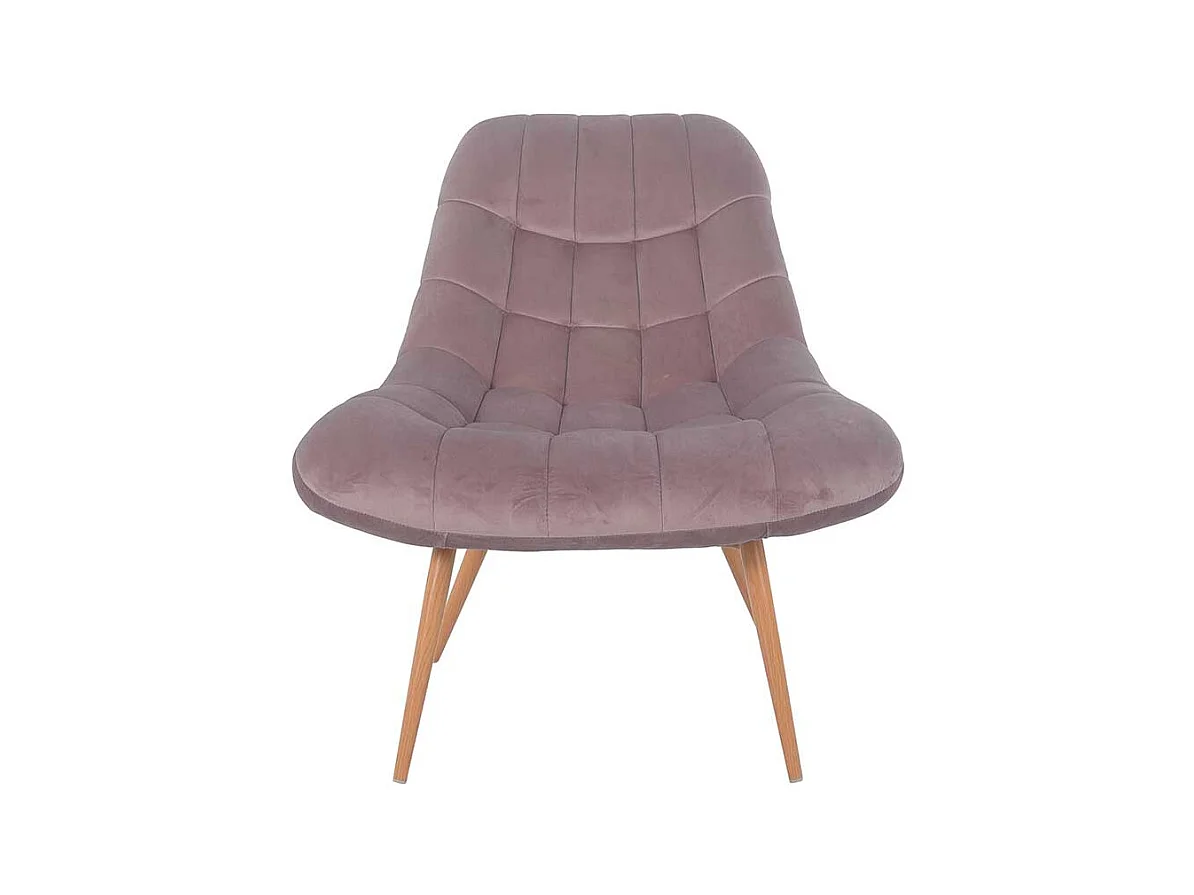 Retro Lounge Sessel in Rosa Samt