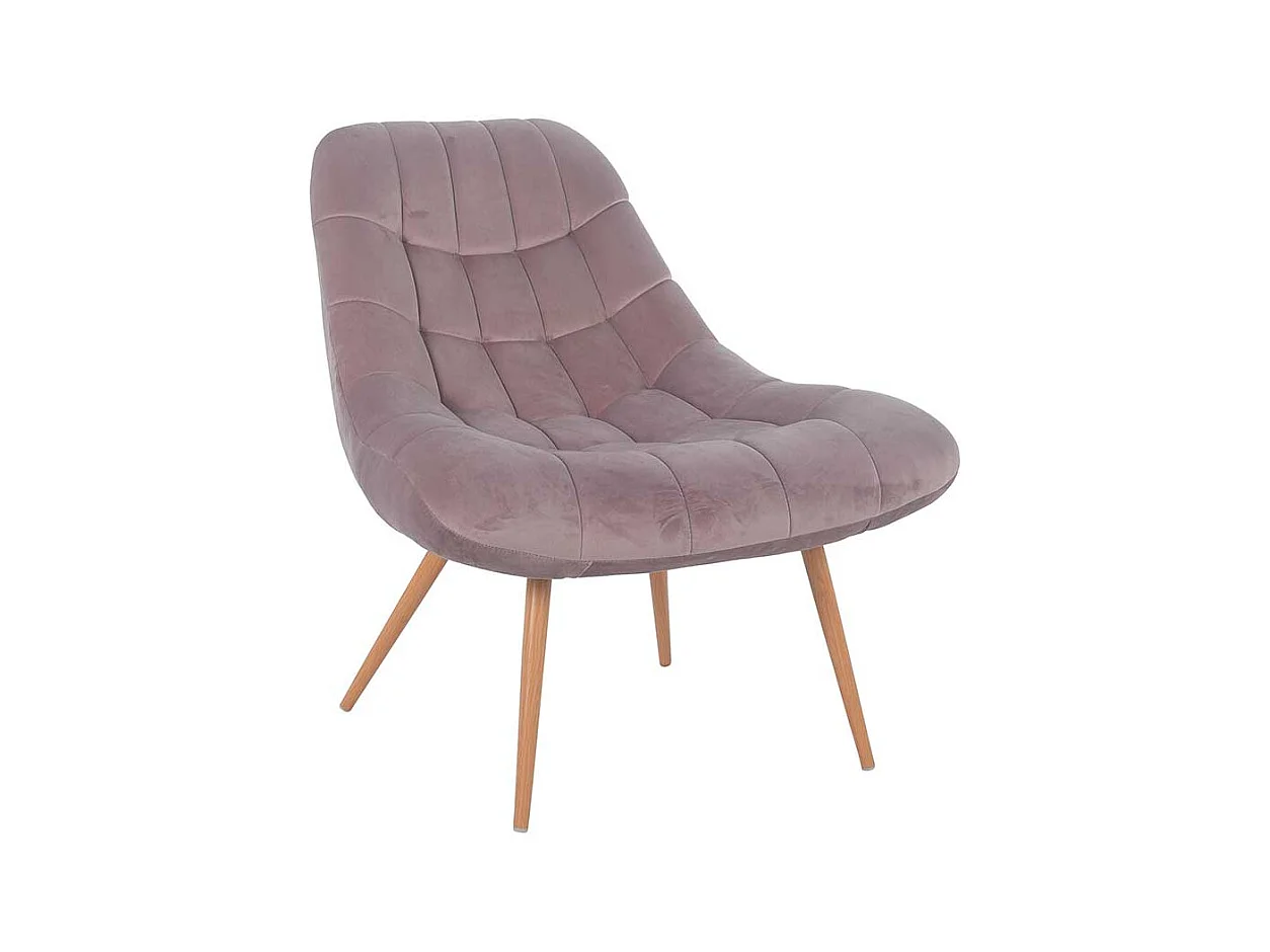 Retro Lounge Sessel in Rosa Samt