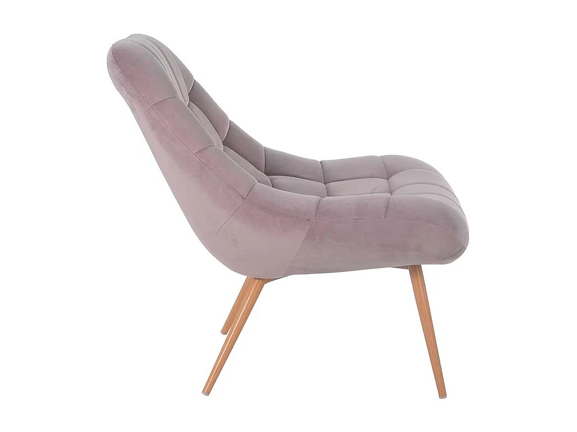 Retro Lounge Sessel in Rosa Samt