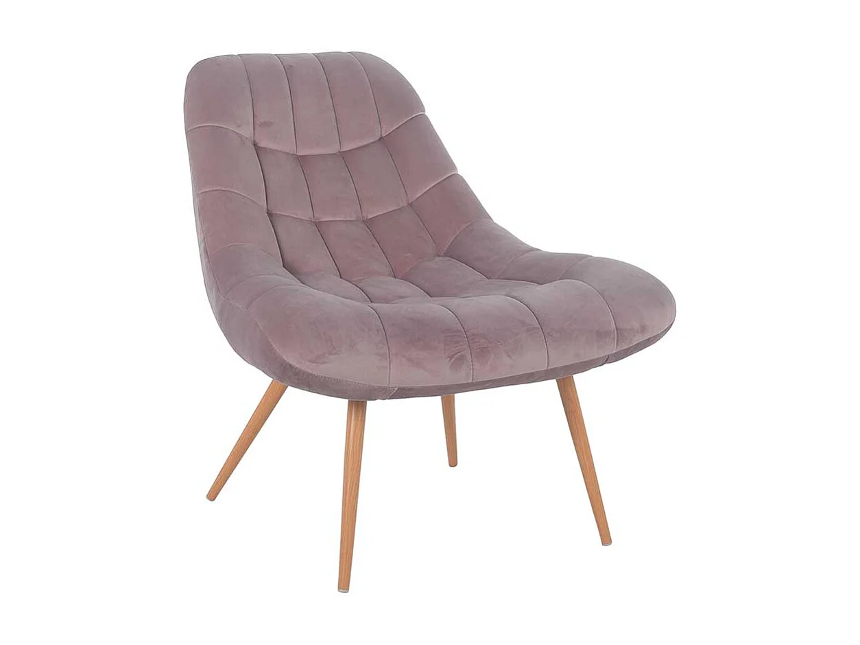 Retro Lounge Sessel in Rosa Samt