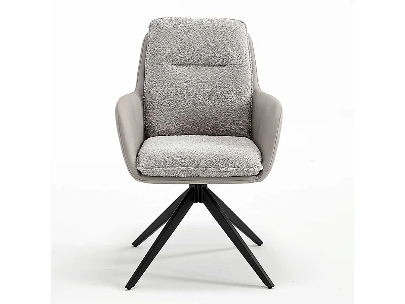 Esstisch Armlehnenstuhl Set in Grau und Schwarz 59 cm breit (2er Set)