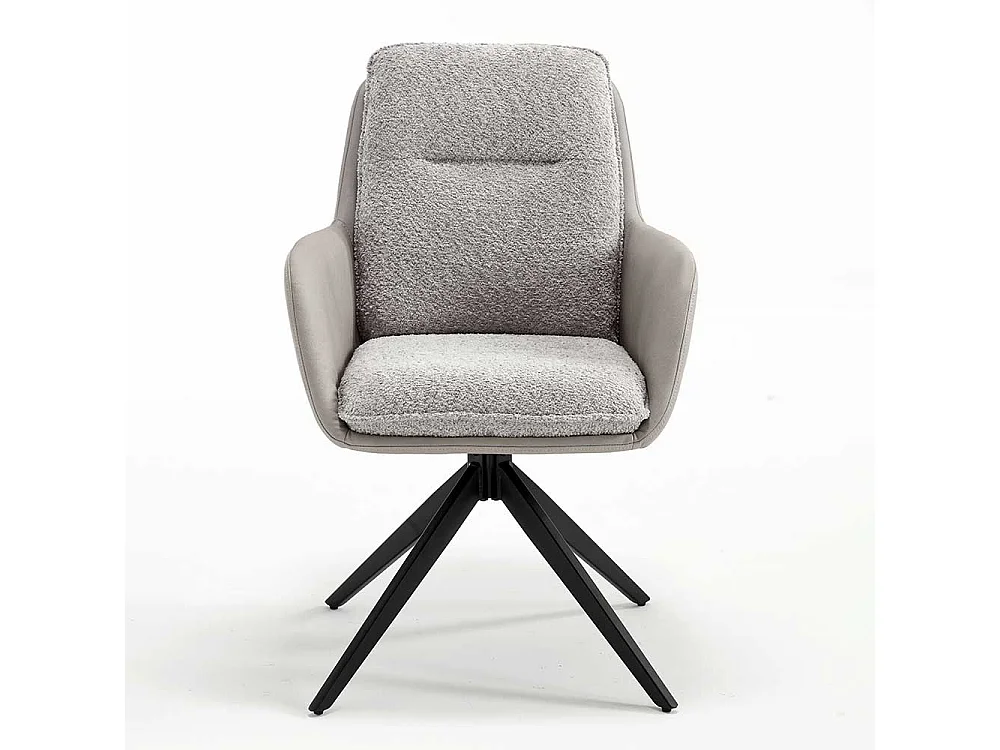 Esstisch Armlehnenstuhl Set in Grau und Schwarz 59 cm breit (2er Set)