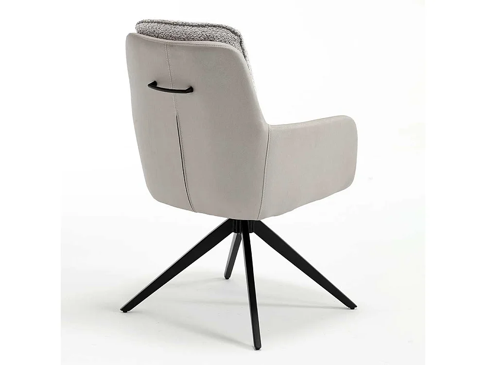 Esstisch Armlehnenstuhl Set in Grau und Schwarz 59 cm breit (2er Set)