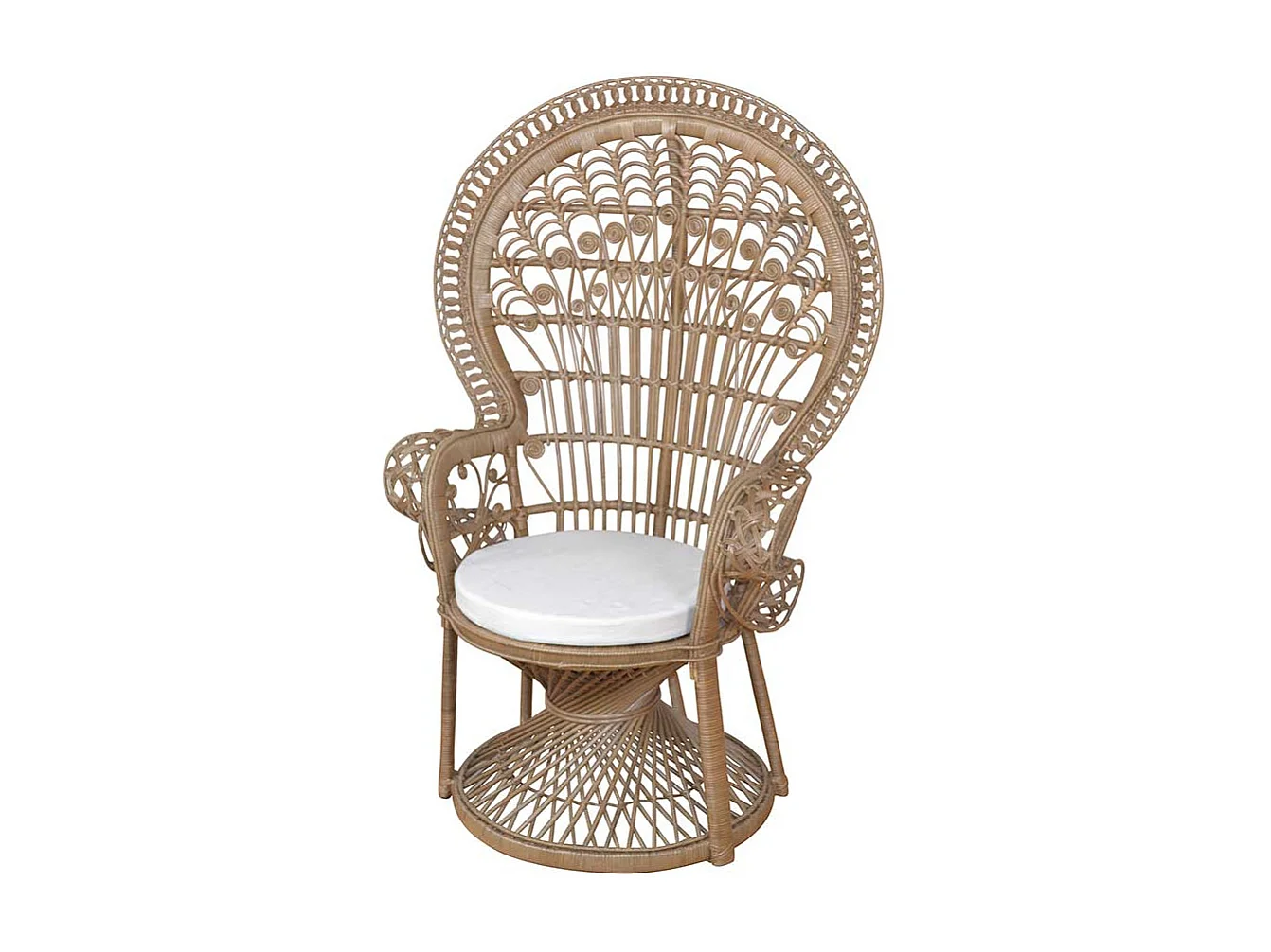 Rattan Thron Sessel in Grau gewischt Landhausstil