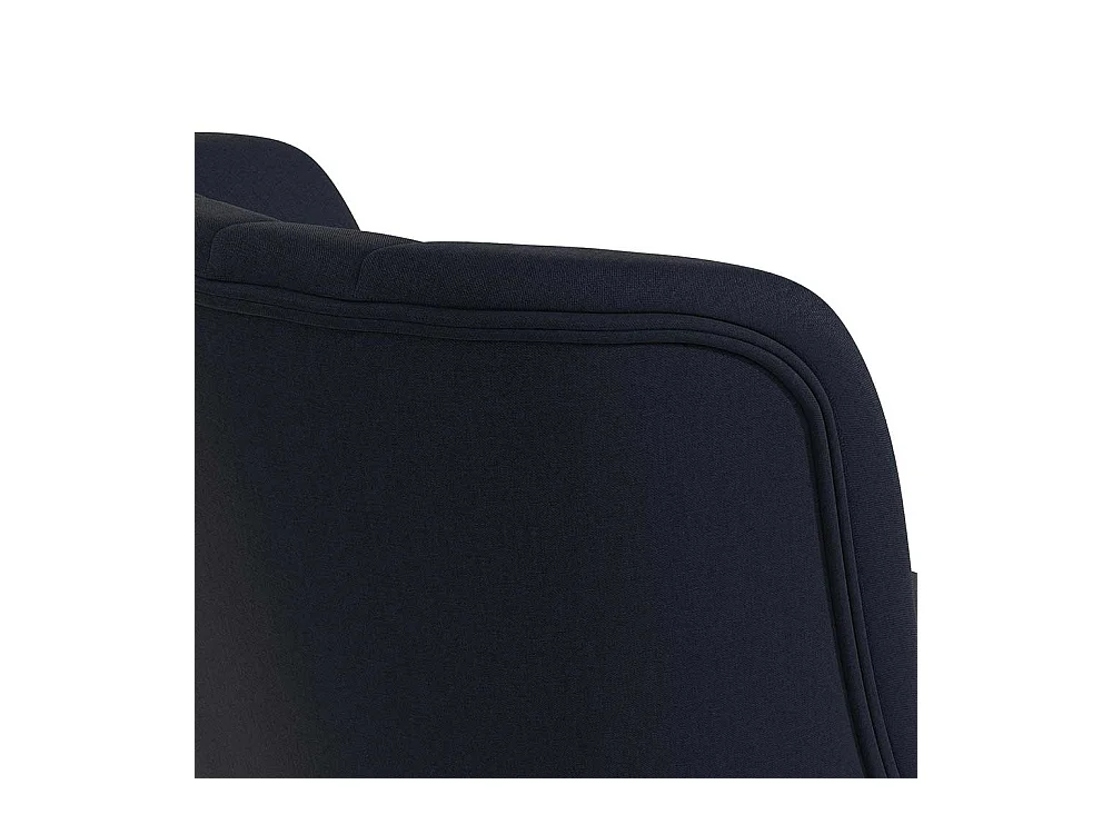 Dunkelblauer Stoffsessel im Retrostil Vierfußgestell aus Holz