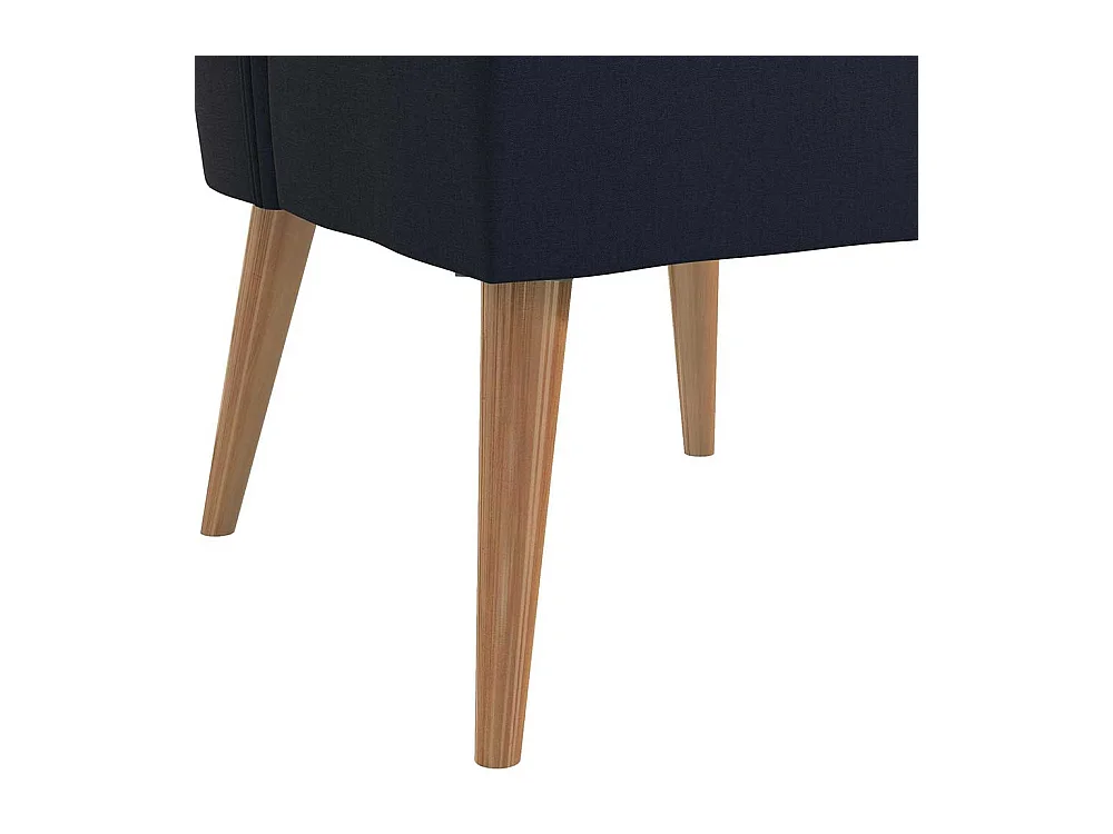 Dunkelblauer Stoffsessel im Retrostil Vierfußgestell aus Holz