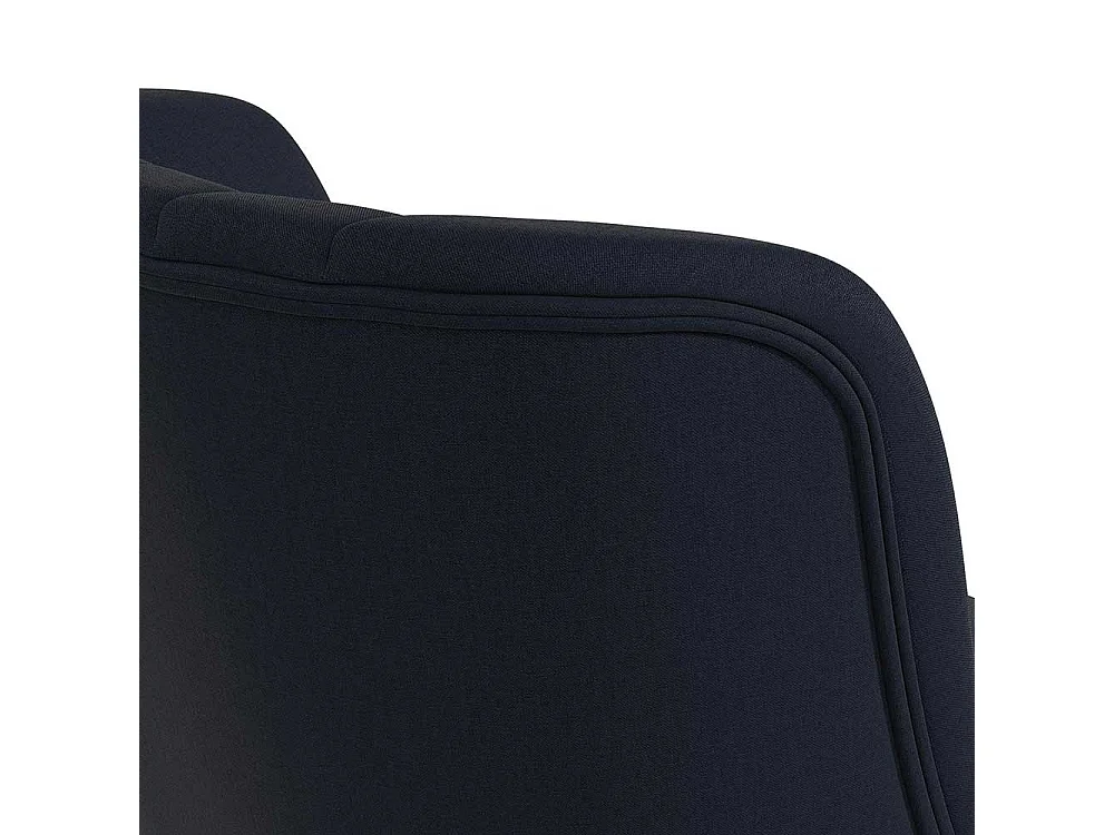 Dunkelblauer Stoffsessel im Retrostil Vierfußgestell aus Holz