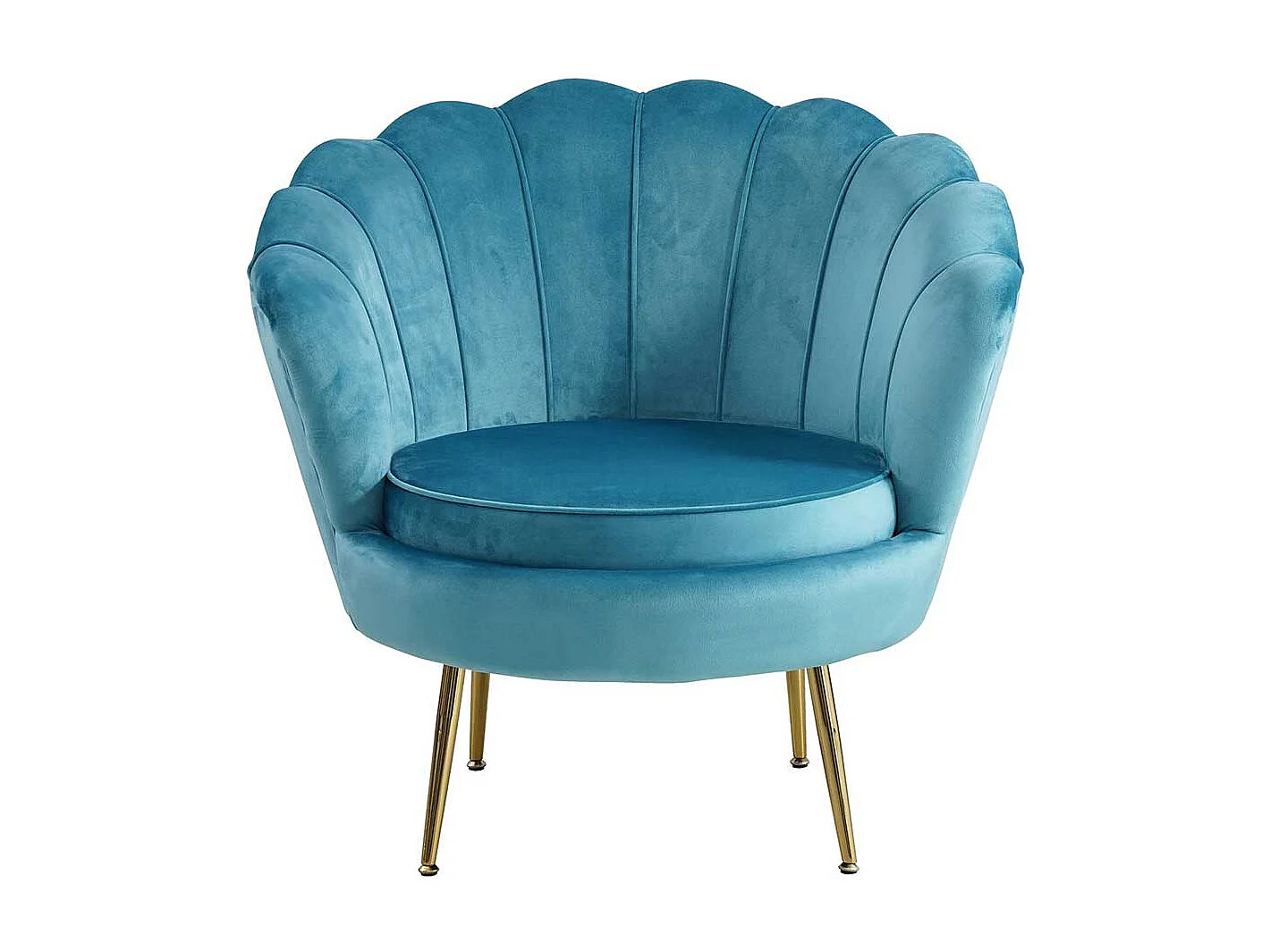 Samt Muschelsessel in Blau Retro Design