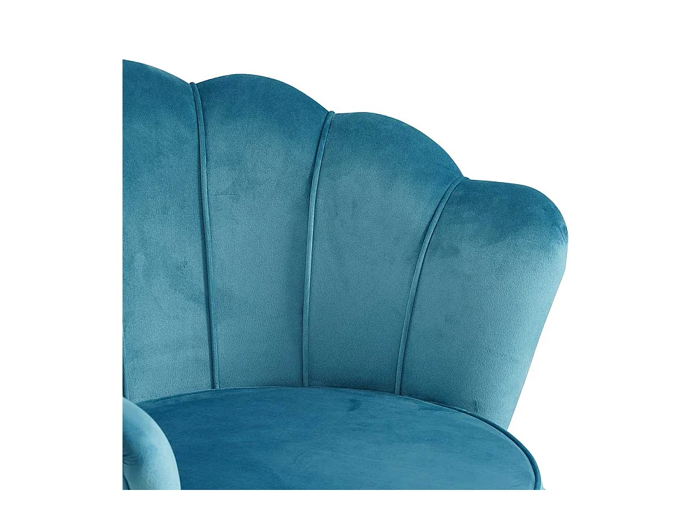 Samt Muschelsessel in Blau Retro Design