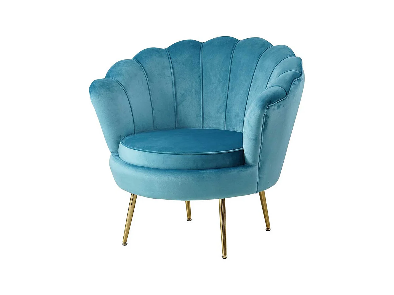 Samt Muschelsessel in Blau Retro Design