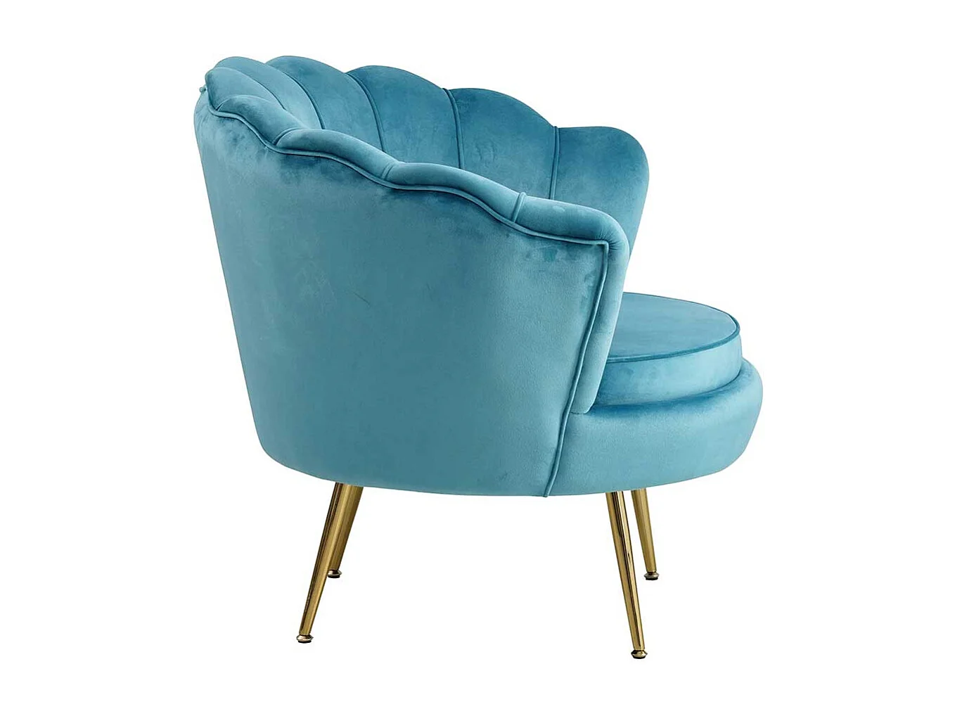 Samt Muschelsessel in Blau Retro Design