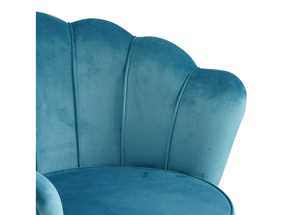 Samt Muschelsessel in Blau Retro Design