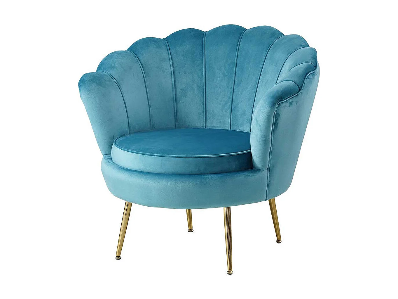 Samt Muschelsessel in Blau Retro Design
