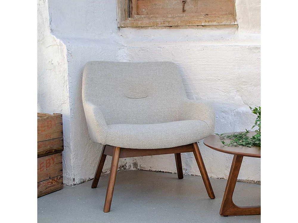 Polstersessel in Creme Weiß Retro Look