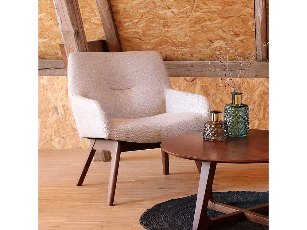 Polstersessel in Creme Weiß Retro Look