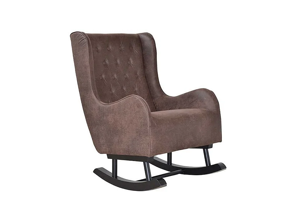 Ohrensessel mit Kufen Braun Stoff