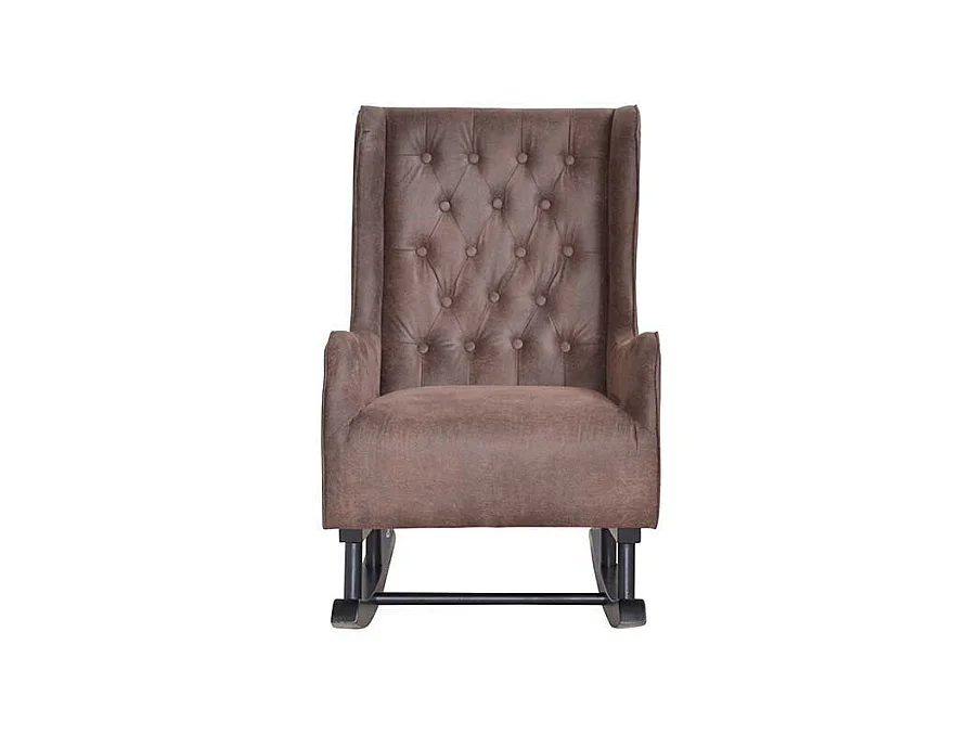 Ohrensessel mit Kufen Braun Stoff