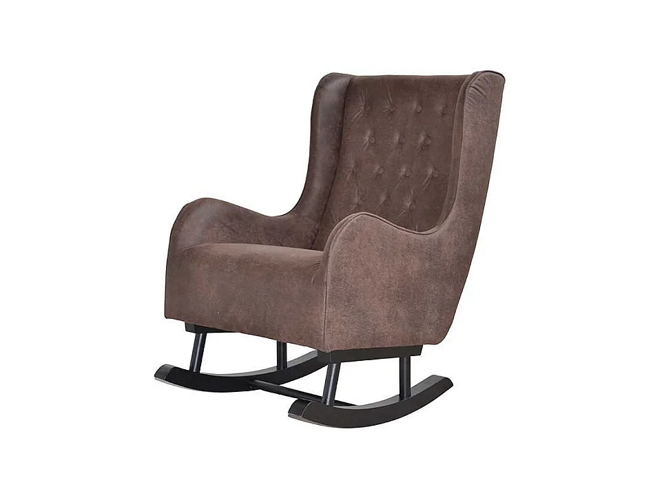 Ohrensessel mit Kufen Braun Stoff