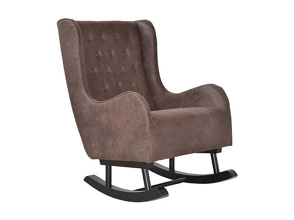 Ohrensessel mit Kufen Braun Stoff