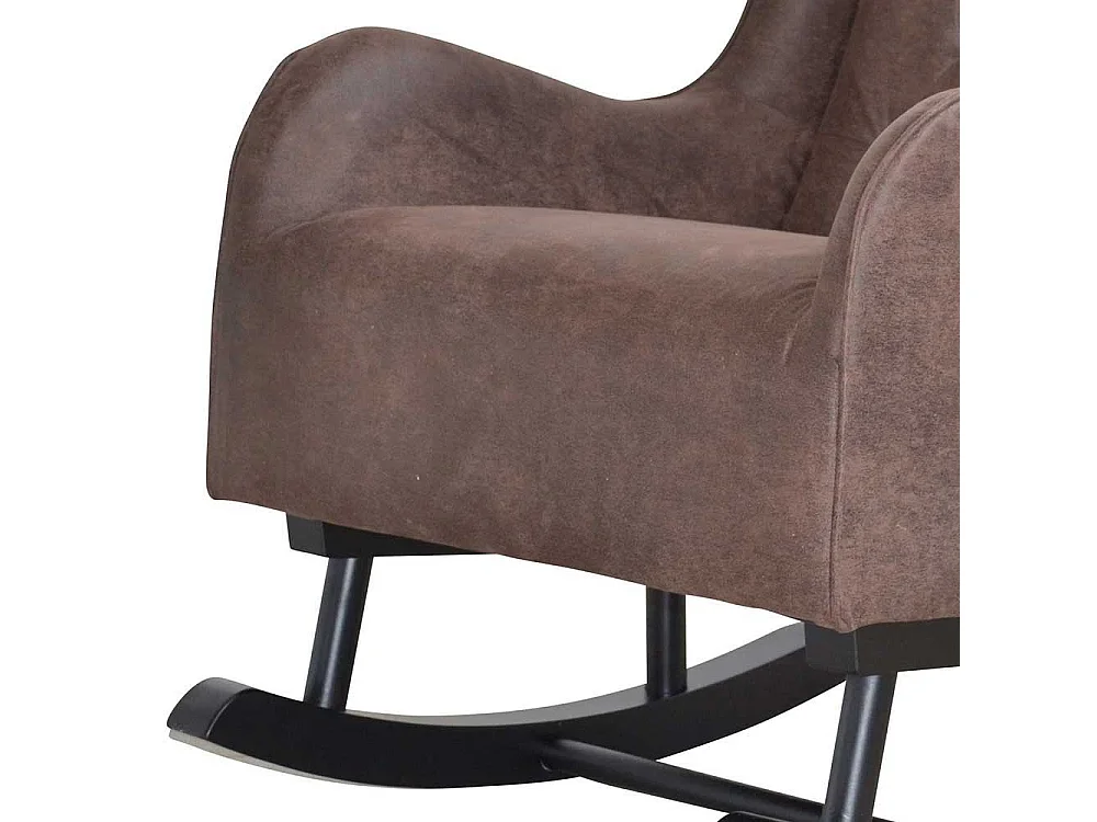 Ohrensessel mit Kufen Braun Stoff